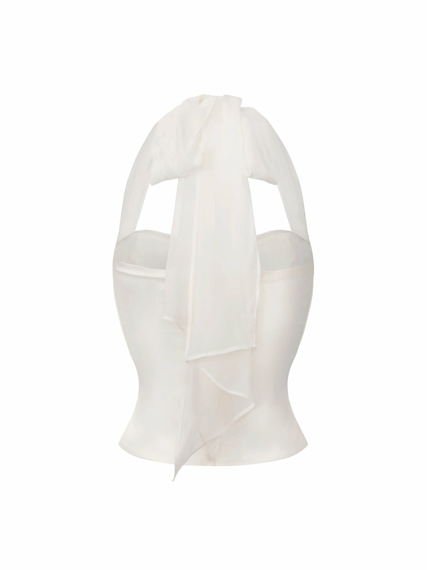 Nana Jacqueline White Satin Halter Top with Crystal Bow White