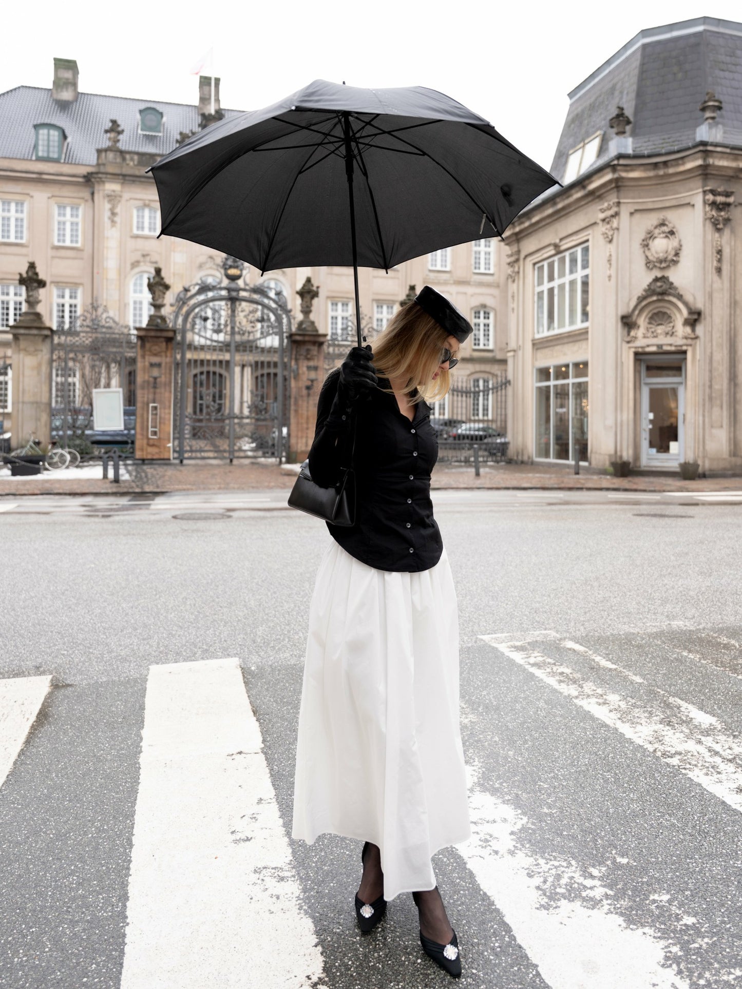 Nana Jacqueline White High-Waist A-Line Midi Skirt White