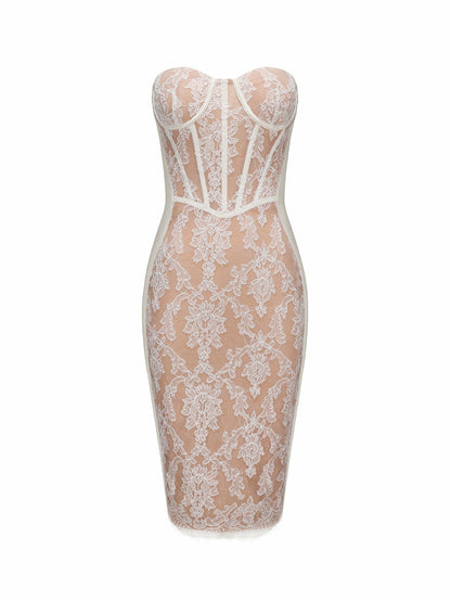 Nana Jacqueline Elsa Lace Dress: White Maxi Dress for Wedding After-Party White