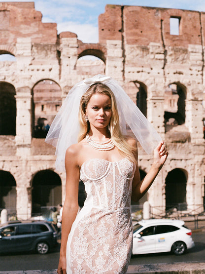 Nana Jacqueline Elsa Lace Dress: White Maxi Dress for Wedding After-Party White