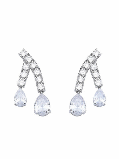 Nana Jacqueline Bella Earrings: Silver Earrings for Bridal Shower White
