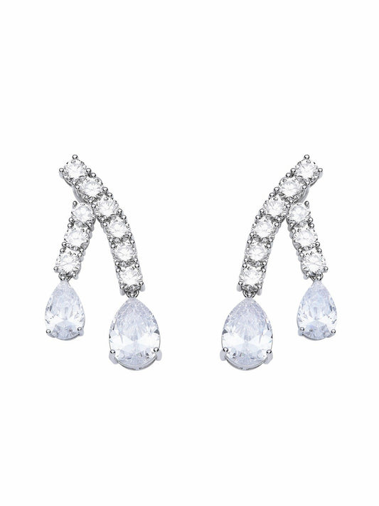 Nana Jacqueline Bella Earrings: Silver Earrings for Bridal Shower White