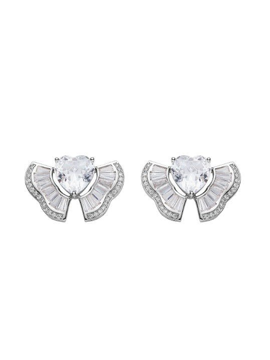 Nana Jacqueline Juliet Heart Earrings: White Earrings for Engagement Party White