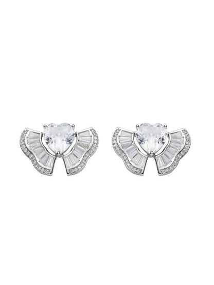 Nana Jacqueline Juliet Heart Earrings: White Earrings for Engagement Party White