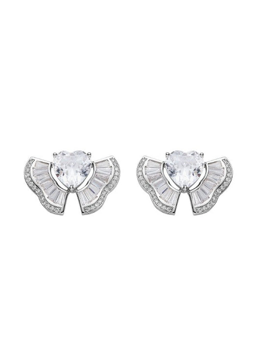 Nana Jacqueline Juliet Heart Earrings: White Earrings for Engagement Party White