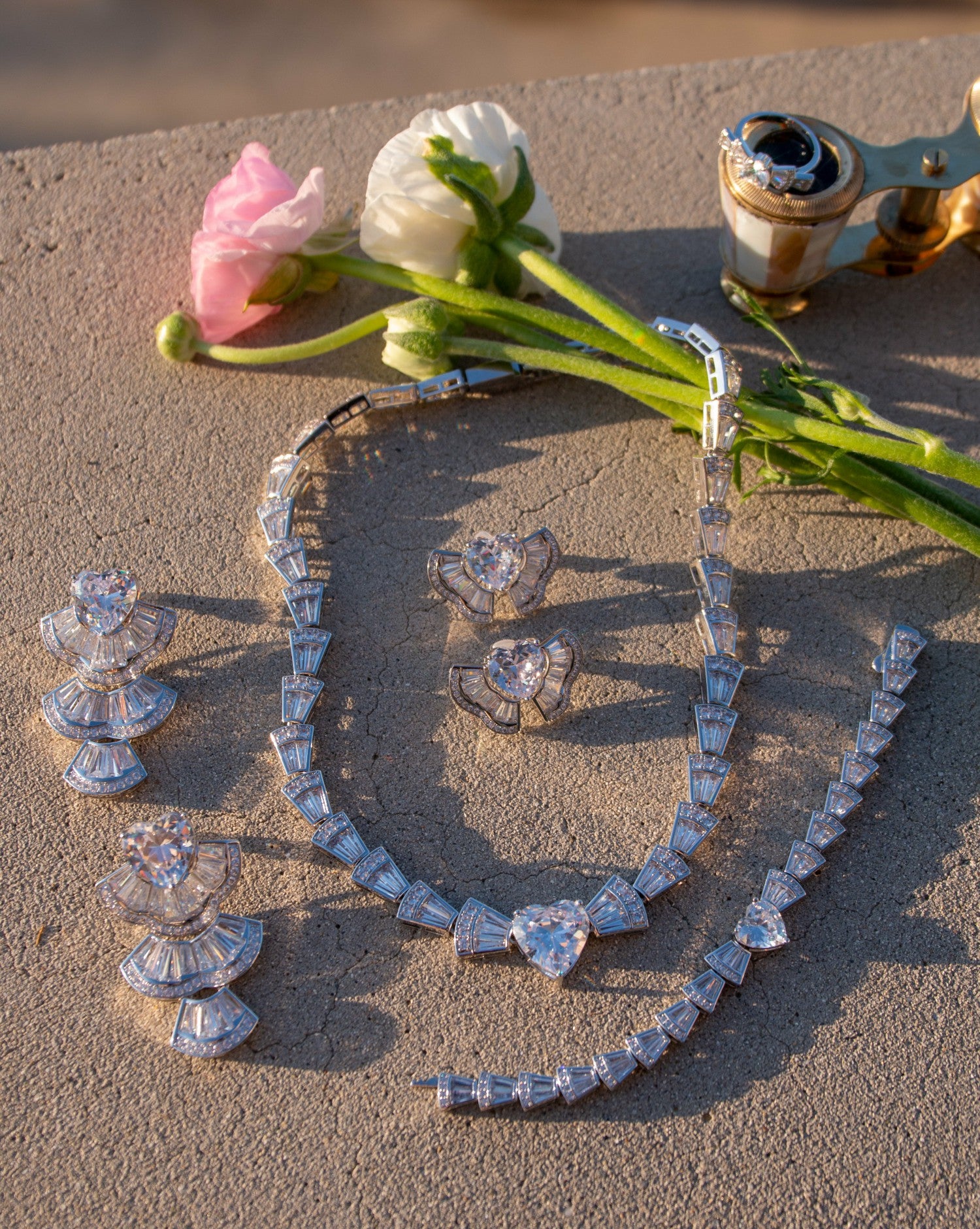 Nana Jacqueline Juliet Heart Earrings: White Earrings for Engagement Party White