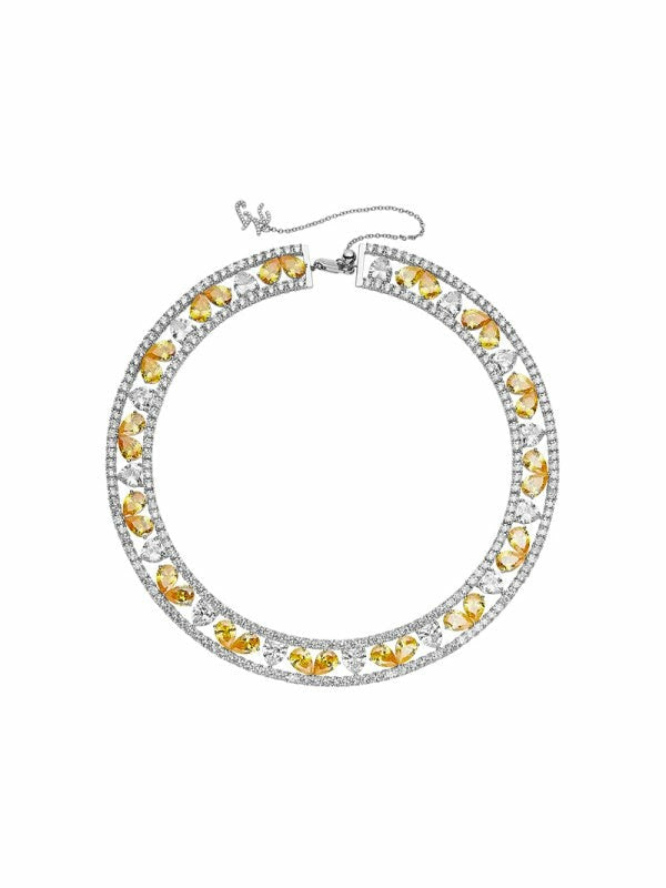Nana Jacqueline Angelina Necklace: Yellow Necklace for Cocktail Party Yellow