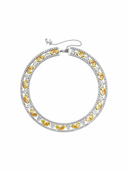 Nana Jacqueline Angelina Necklace: Yellow Necklace for Cocktail Party Yellow