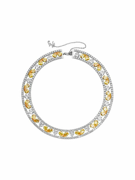 Nana Jacqueline Angelina Necklace: Yellow Necklace for Cocktail Party Yellow