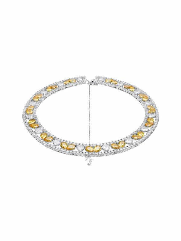 Nana Jacqueline Angelina Necklace: Yellow Necklace for Cocktail Party Yellow