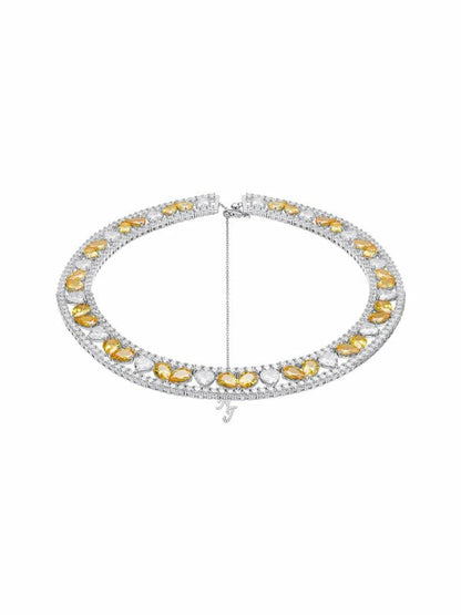 Nana Jacqueline Angelina Necklace: Yellow Necklace for Cocktail Party Yellow