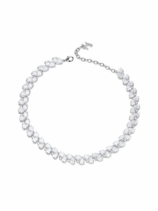 Nana Jacqueline Gigi Necklace: Silver Necklace for Wedding After-Party White
