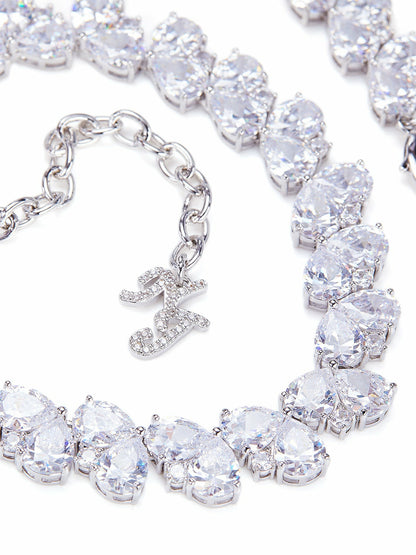 Nana Jacqueline Gigi Necklace: Silver Necklace for Wedding After-Party White