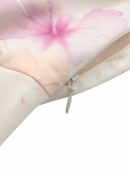Nana Jacqueline Ella Halter Ruffle Ivory Floral Dress Beige