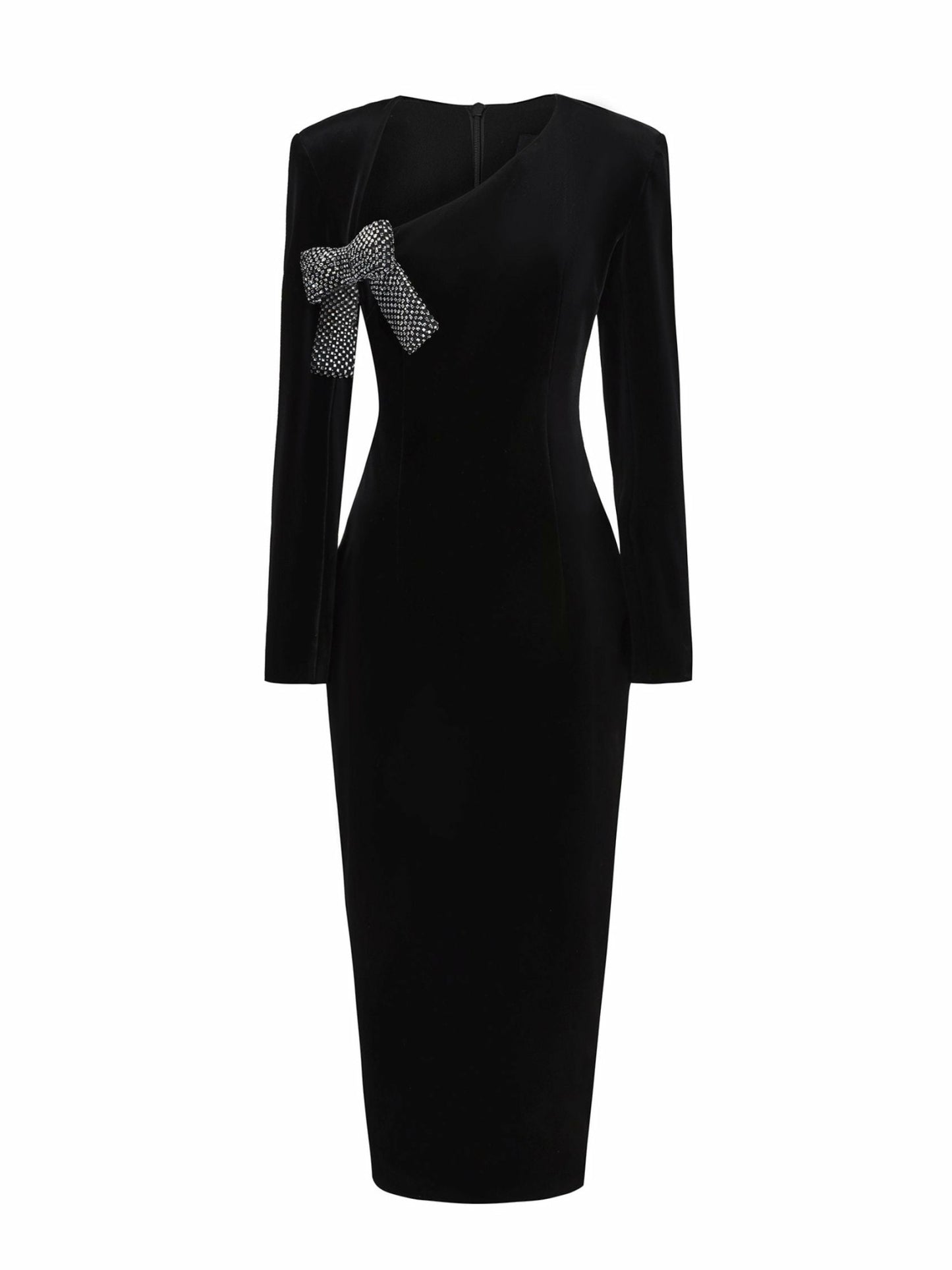 Nana Jacqueline Veronica Velvet Dress: Black Midi Dress for Cocktail Party Black