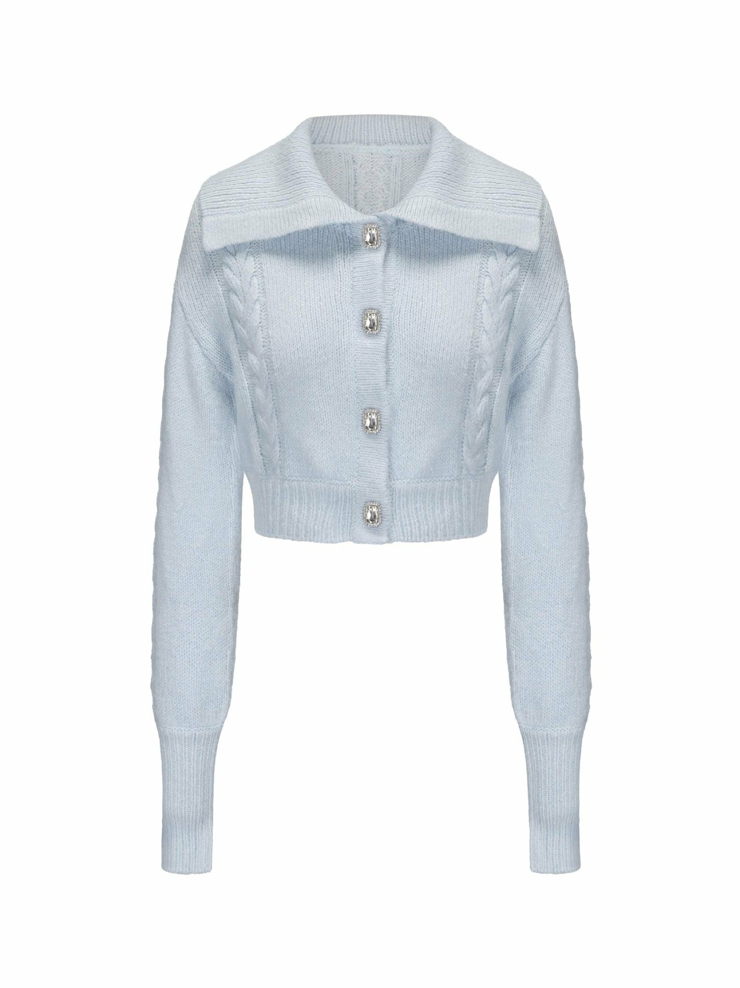 Nana Jacqueline Addison Coat + Scarf Set: Blue Knit Set for Resort Brunch Blue