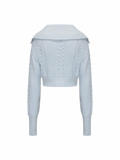 Nana Jacqueline Addison Coat + Scarf Set: Blue Knit Set for Resort Brunch Blue