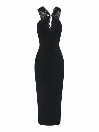 Nana Jacqueline Alexandra Cutout Lace Black Dress Black