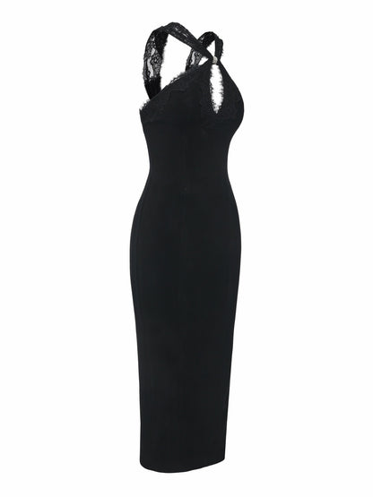 Nana Jacqueline Alexandra Cutout Lace Black Dress Black