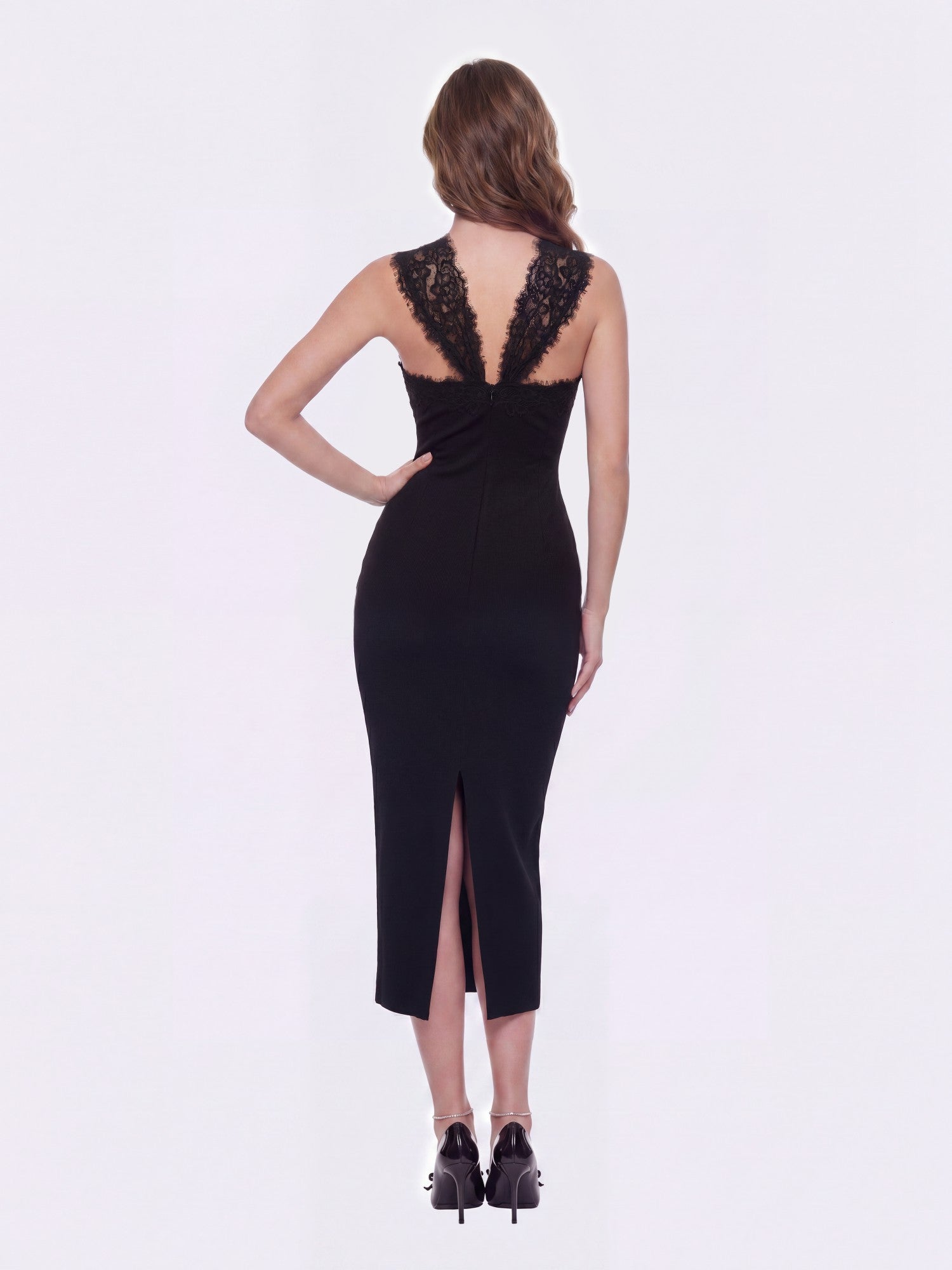 Nana Jacqueline Alexandra Cutout Lace Black Dress Black