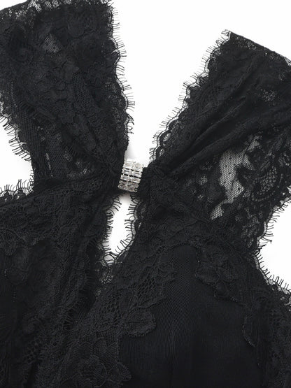 Nana Jacqueline Alexandra Cutout Lace Black Dress Black