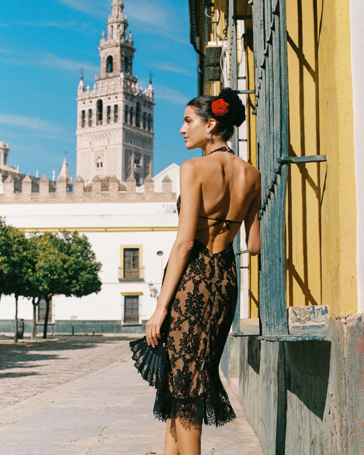 Nana Jacqueline Lace Black Midi Dress for Cocktail Party Black