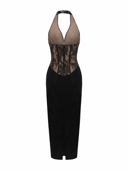 Nana Jacqueline Matilda Velvet Dress: Black Maxi Dress for Cocktail Party Black