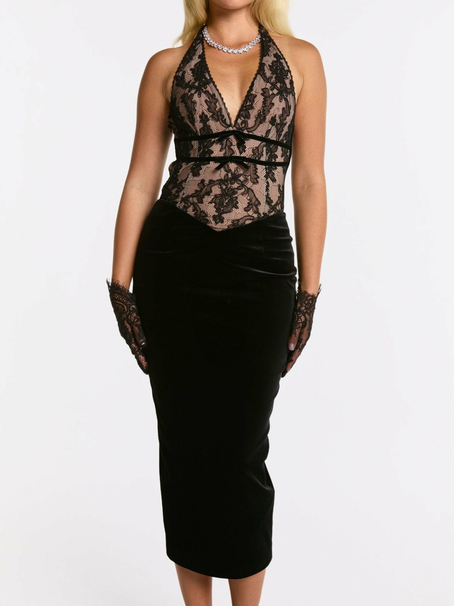 Nana Jacqueline Matilda Velvet Dress: Black Maxi Dress for Cocktail Party Black