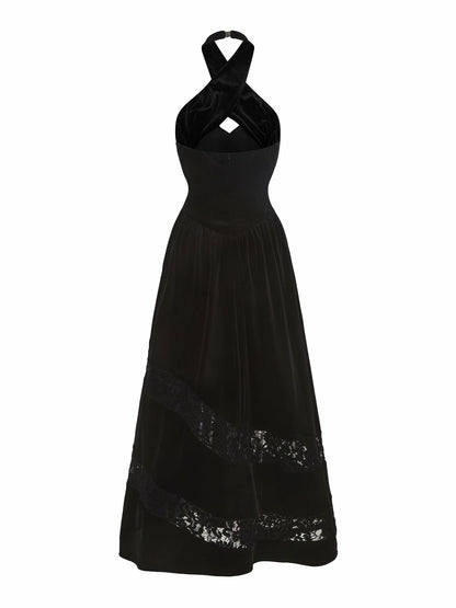 Nana Jacqueline Maxine Velvet Dress: Black Maxi Dress for Cocktail Party Black