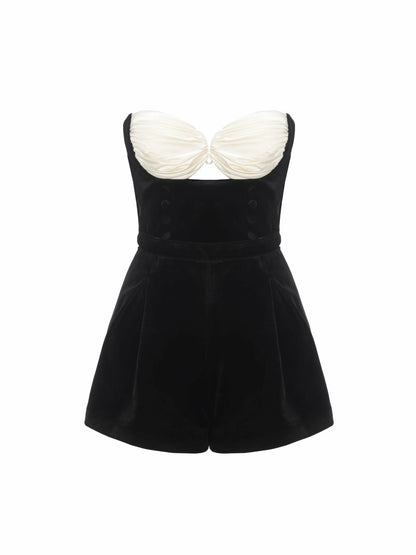 Nana Jacqueline Amanda Velvet Jumpsuit: White Jumpsuit for Wedding After-Party White