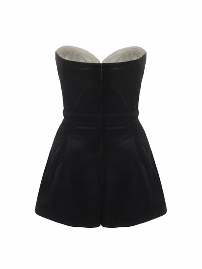 Nana Jacqueline Amanda Velvet Jumpsuit: White Jumpsuit for Wedding After-Party White