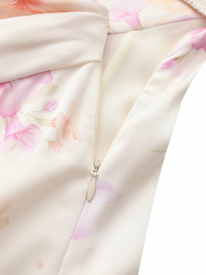Nana Jacqueline Karina Open-Back Floral Ivory Dress Champagne