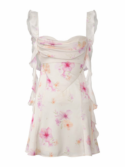 Nana Jacqueline Karina Open-Back Floral Ivory Dress Champagne