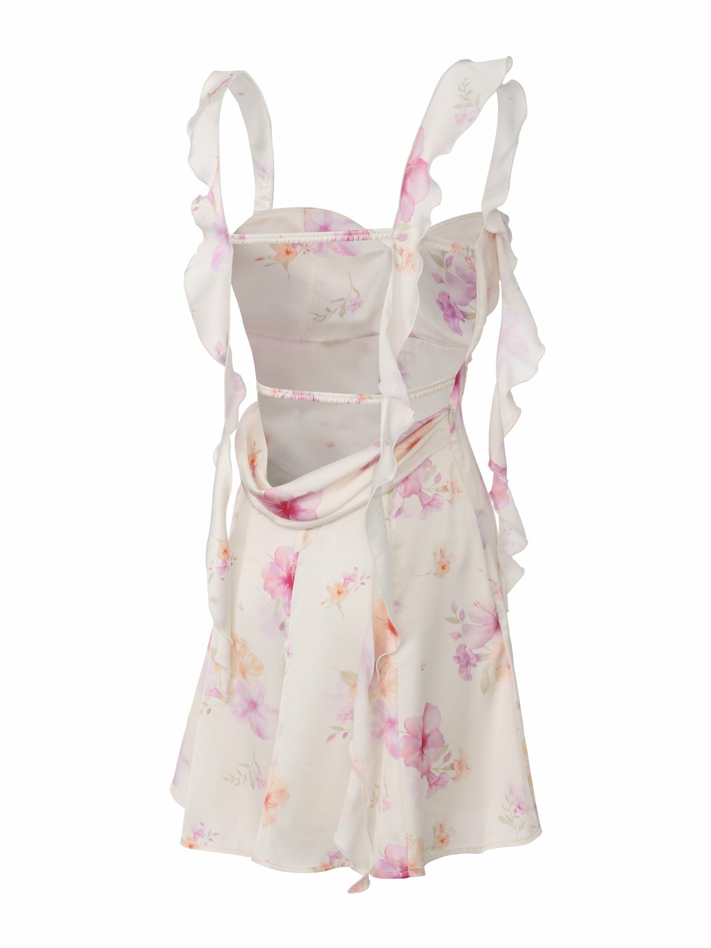 Nana Jacqueline Karina Open-Back Floral Ivory Dress Champagne