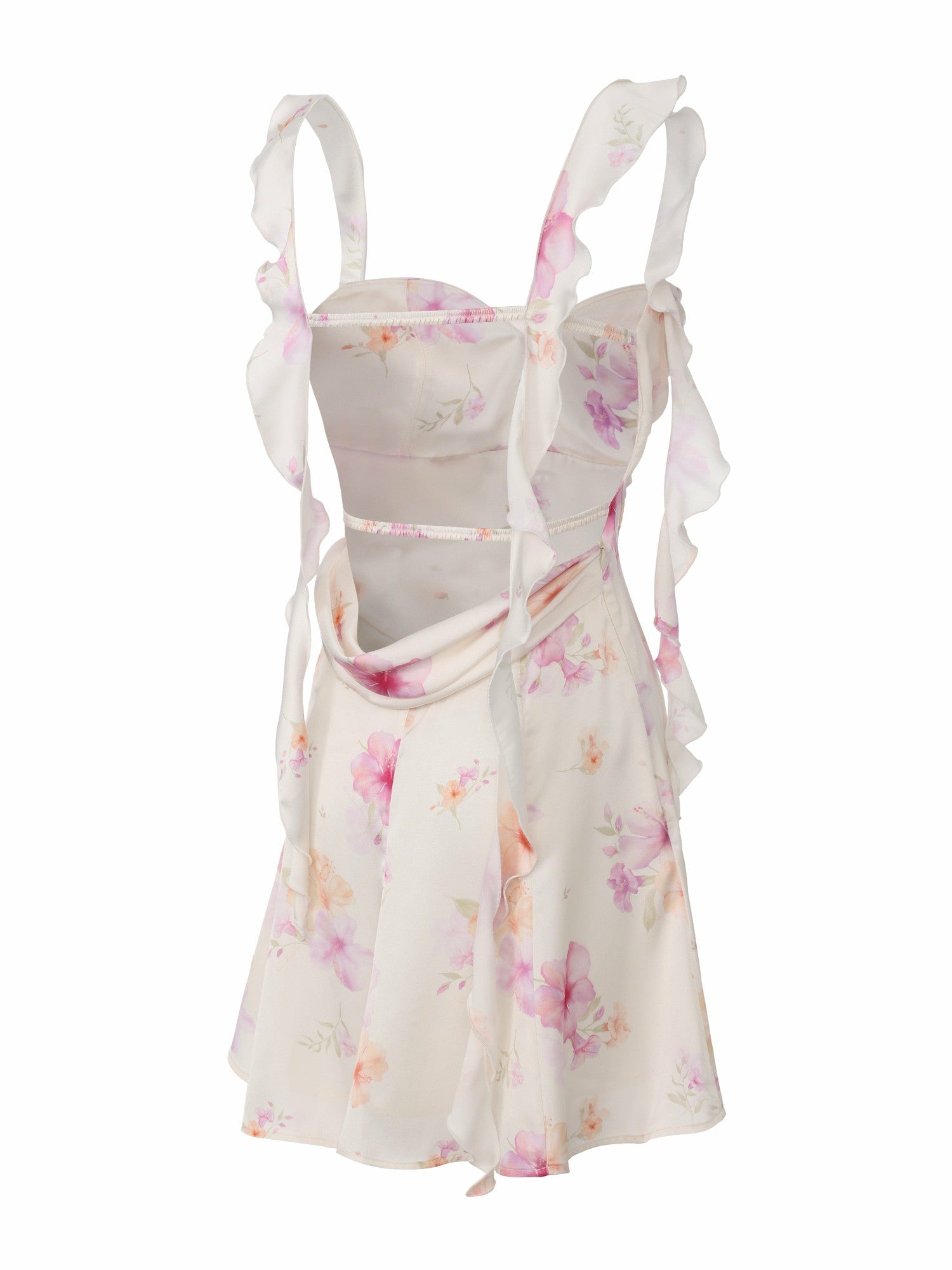 Nana Jacqueline Karina Open-Back Floral Ivory Dress Champagne