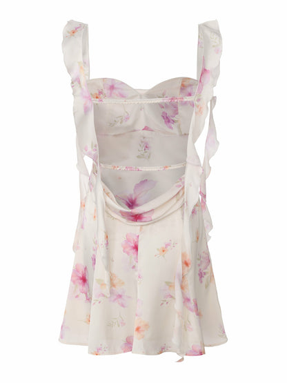 Nana Jacqueline Karina Open-Back Floral Ivory Dress Champagne