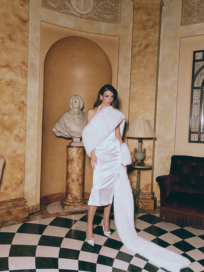 Nana Jacqueline Serena Dress: White Midi Dress for Rehearsal Dinner White