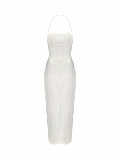 Nana Jacqueline Serena Dress: White Midi Dress for Rehearsal Dinner White