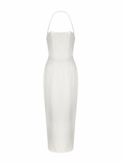 Nana Jacqueline Serena Dress: White Midi Dress for Rehearsal Dinner White
