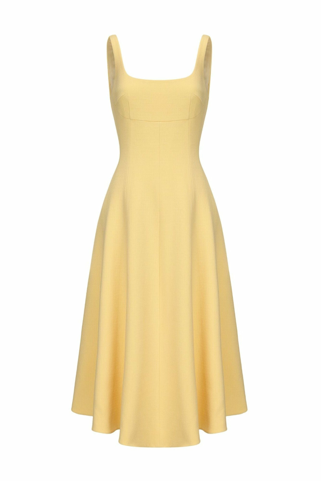 Nana Jacqueline Josephine Dress: Yellow Midi Dress for Garden Party Yellow