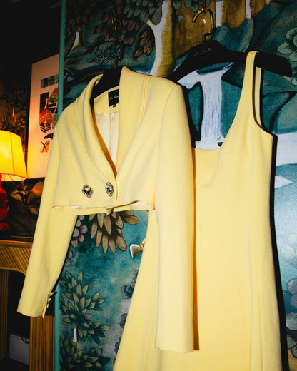 Nana Jacqueline Josephine Dress: Yellow Midi Dress for Garden Party Yellow
