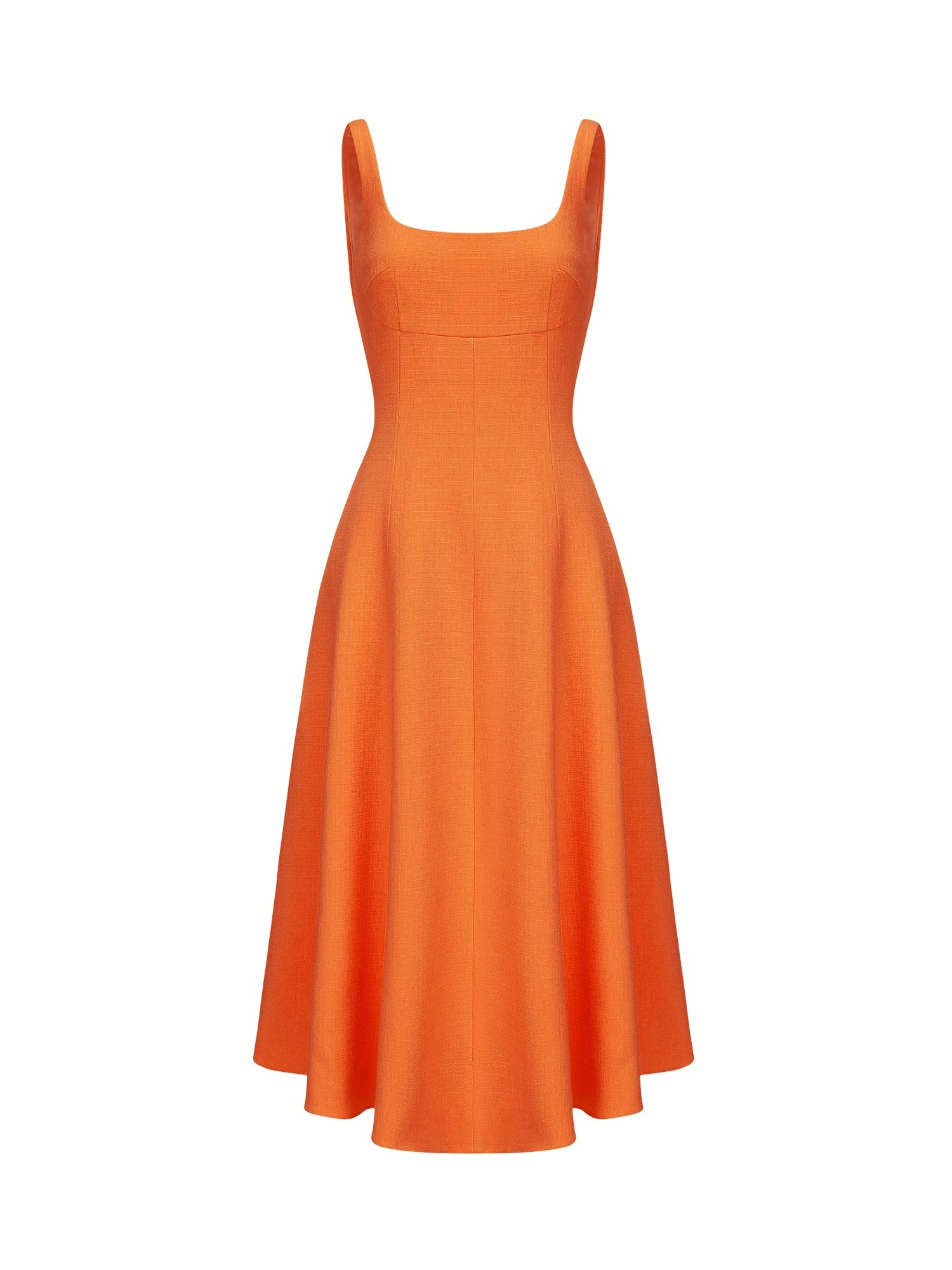 Nana Jacqueline Orange Square-Neck Paneled Midi Dress Orange