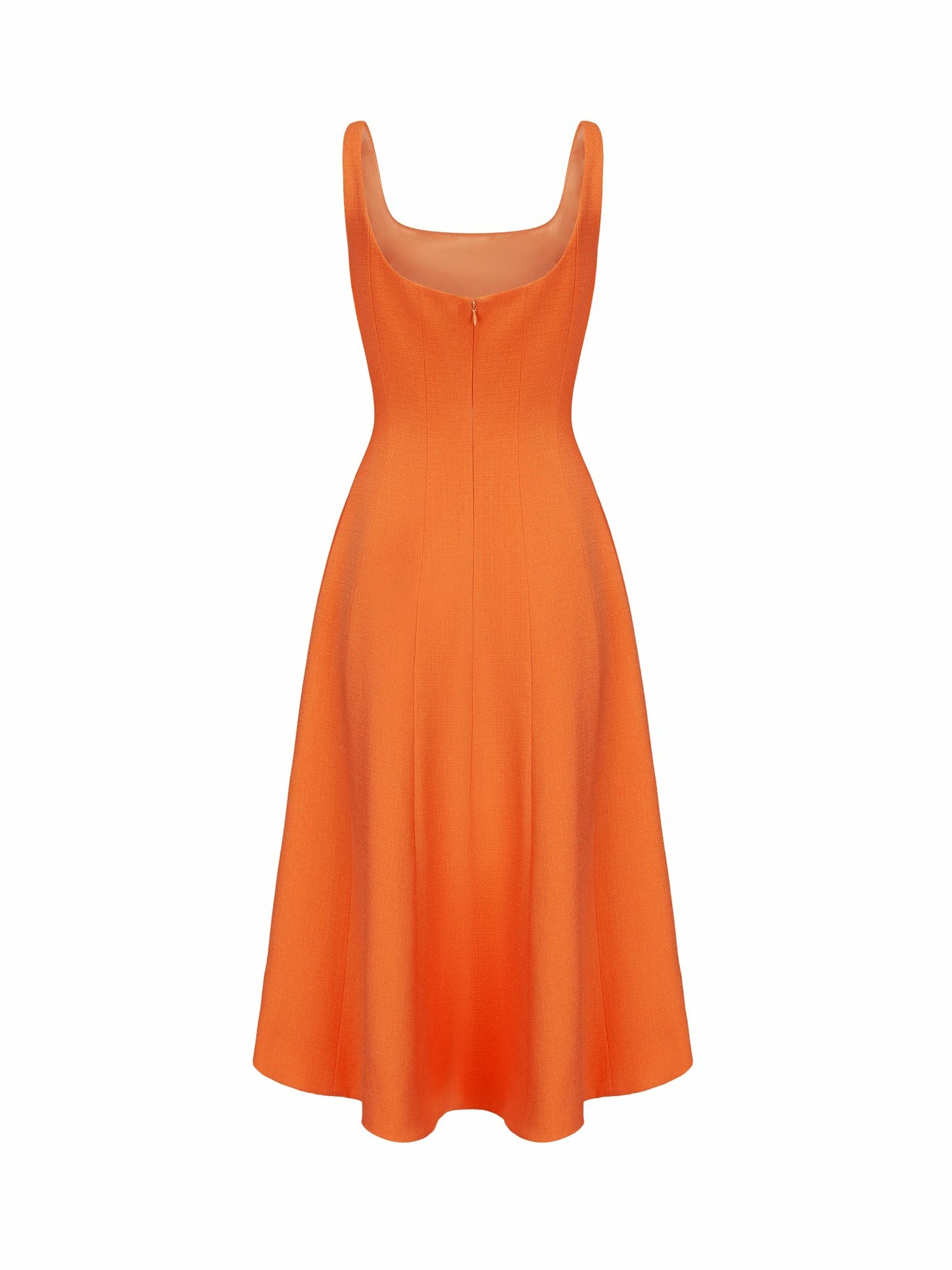 Nana Jacqueline Orange Square-Neck Paneled Midi Dress Orange