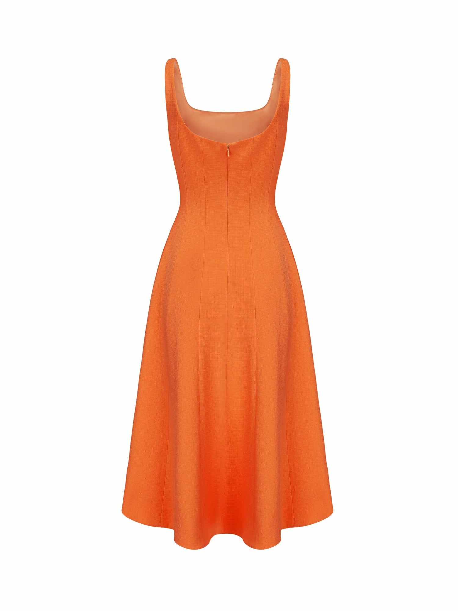 Nana Jacqueline Orange Square-Neck Paneled Midi Dress Orange