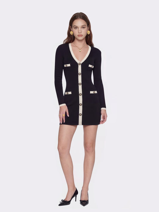 Nana Jacqueline Yvette Dress: Black Mini Dress for Date Night Black
