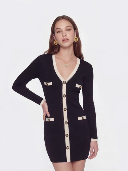 Nana Jacqueline Yvette Dress: Black Mini Dress for Date Night Black