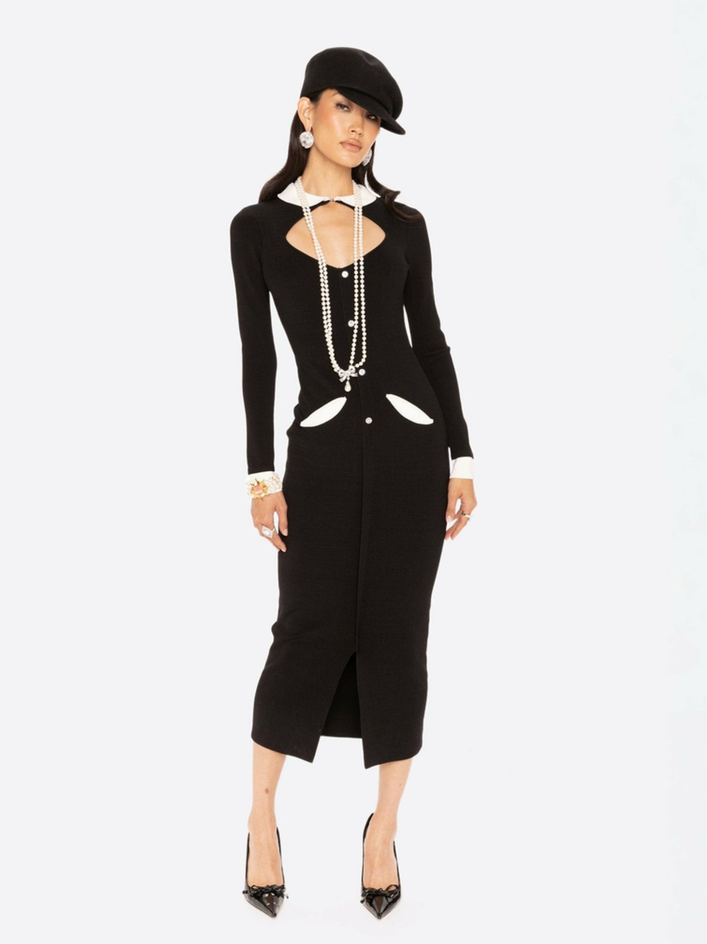 Nana Jacqueline Colette Knit Maxi Dress: Black Maxi Dress for Cocktail Party Black