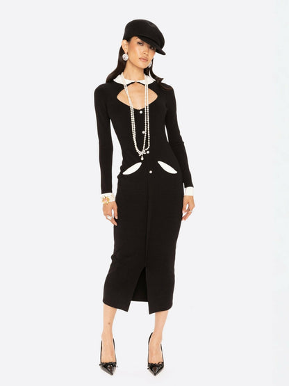 Nana Jacqueline Colette Knit Maxi Dress: Black Maxi Dress for Cocktail Party Black