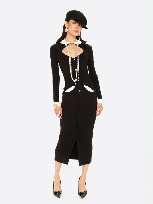 Nana Jacqueline Colette Knit Maxi Dress: Black Maxi Dress for Cocktail Party Black