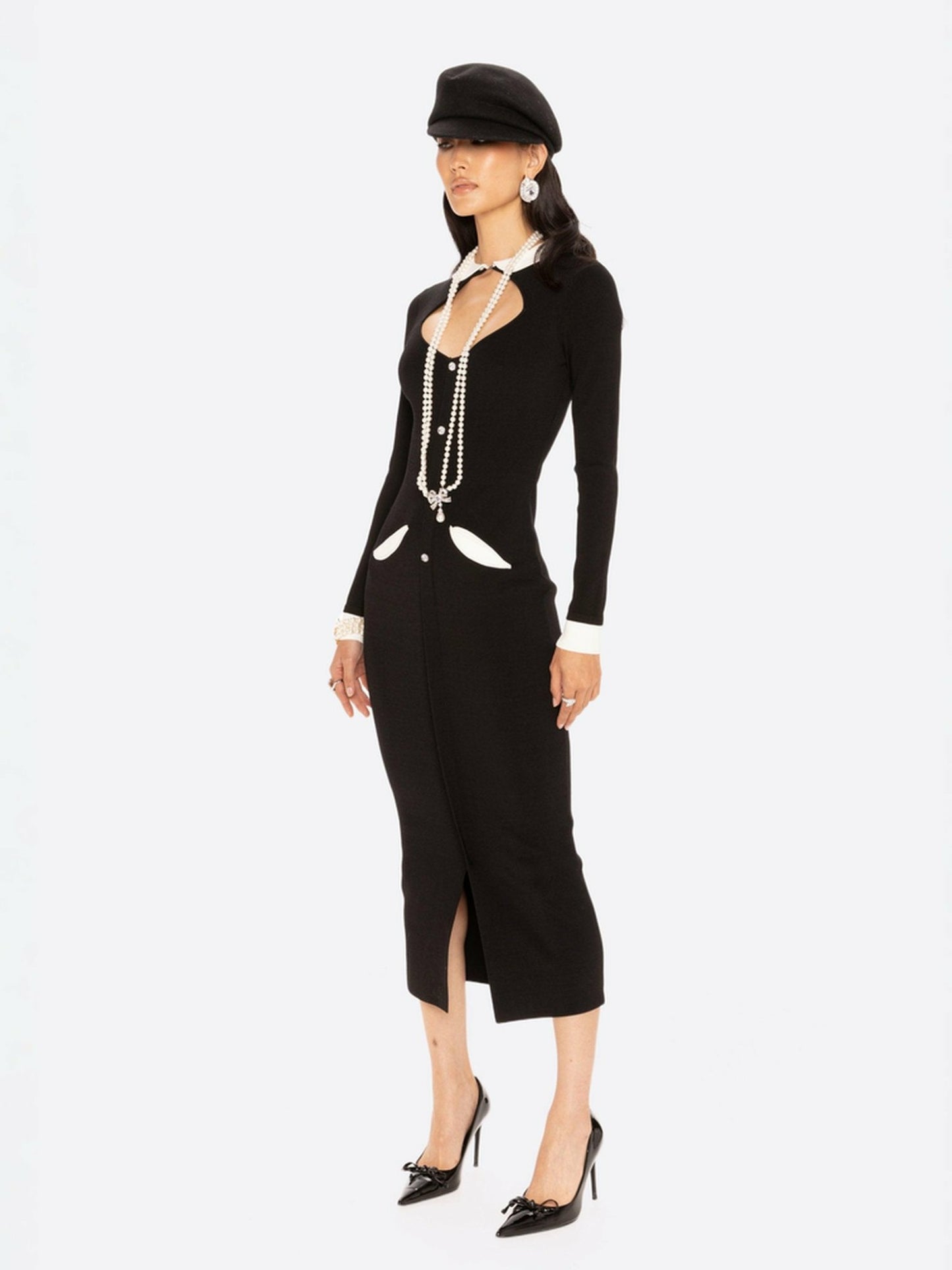 Nana Jacqueline Colette Knit Maxi Dress: Black Maxi Dress for Cocktail Party Black
